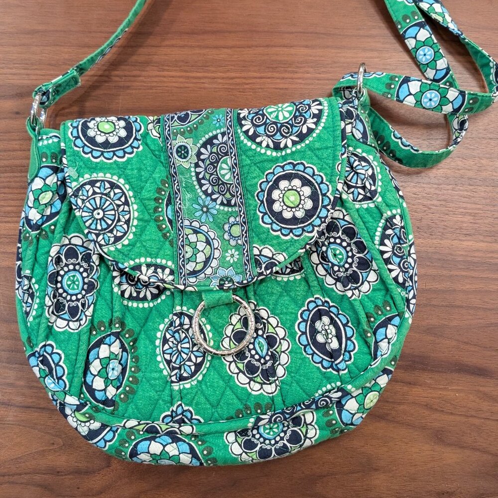 Vera Bradley Saddle Up crossbody bag retired "Cupcakes Green" pattern